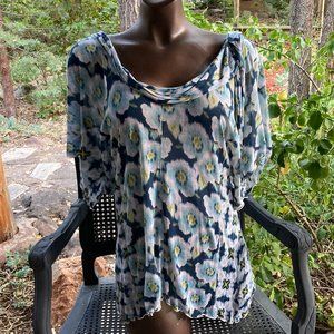 DELETTA by Anthropologie Soft, Flowy Two-Patterned Blouse